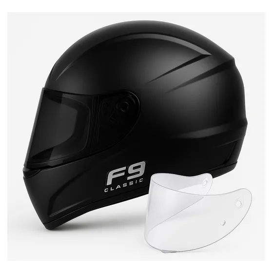 Capacete Fly F-9 Viseira Fume Extra Preto Fosco