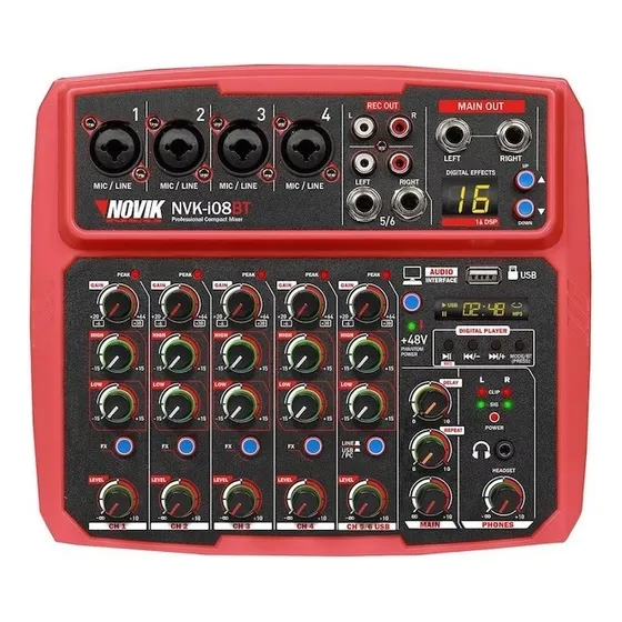 Mezclador Análogo 8 Canales Con Interfaz Usb/bt Nvk I08bt