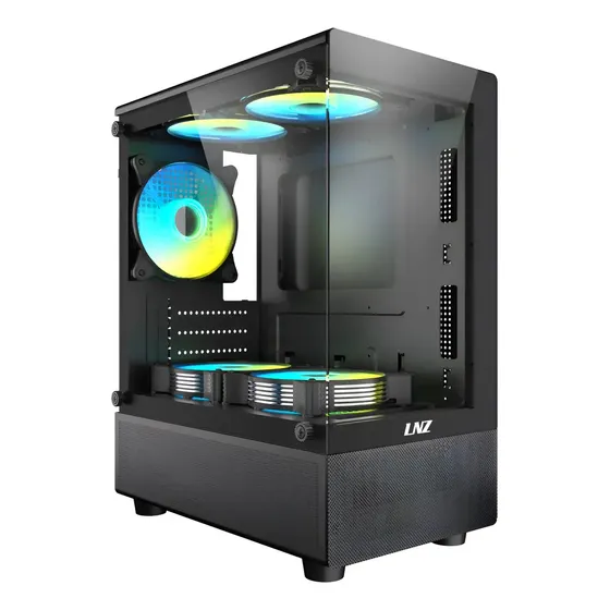 Gabinete Gamer LNZ P11 Negro para con 5 Fans ARGB y Vidrio Templado