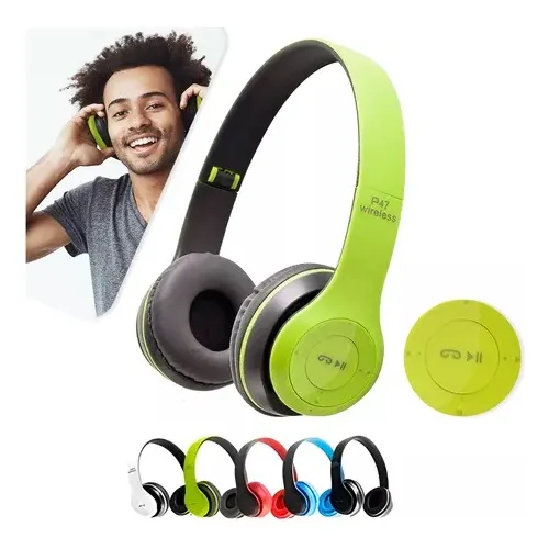 Auriculares Bluetooth ajustables para correr, entrada MP3 P2, color verde lima