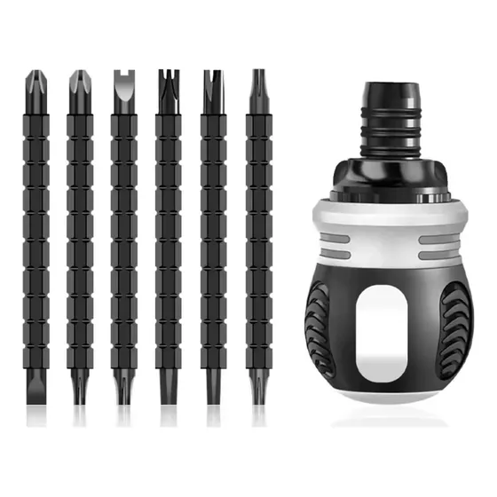 Destornillador Perillero Con Rachet, Puntas Desmontables X 6