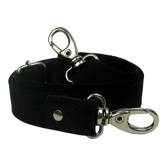 Alça Transversal Madamix Avulsa Nylon Cor Preto 2.5 Cm Bolsa Mala Pasta Metais Prata