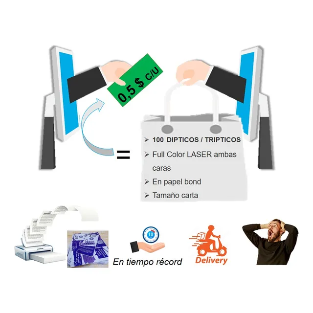 Dipticos Y Tripticos Full Color Laser Papel Bond 0.5 $ C/u