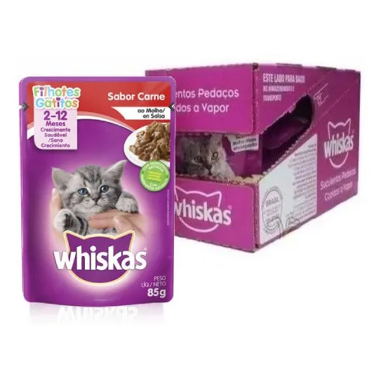 20 Whiskas Sachê Gatos Filhotes - Carne Ao Molho - 85g