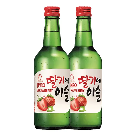 2 Botellas Soju Jinro Alcohol Coreano Fresa De Sabores 360ml