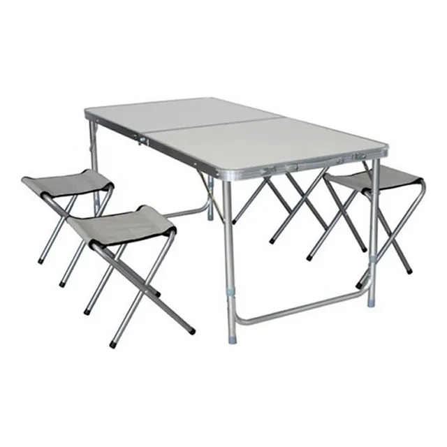 Mesa De Camping Plegable De Aluminio Con 4 Banquetas Circuit