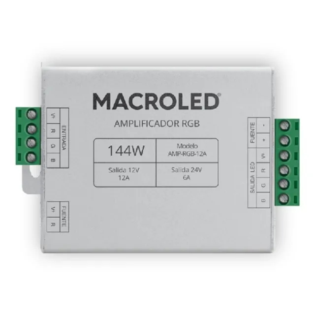 Amplificador Rgb 12-24v 3 Canales 12a (4 X 3a) Tira De Led
