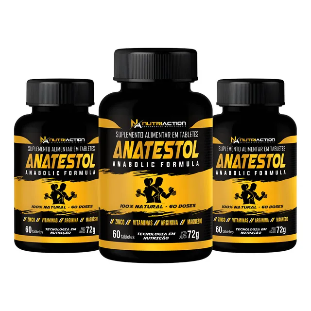 Kit 03 Anatestol - Massa Muscular - Testo Up - Ciclo 6 Meses