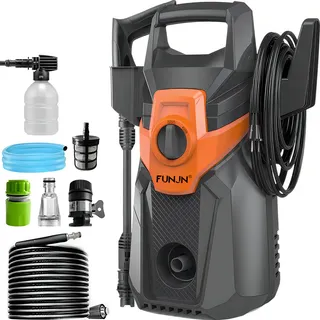 Funjn® Hidrolavadora Eléctrica 3280psi 6000w Color Amarillo Máquina De Limpieza De Alta Presión Con Cañón De Espuma Para Automóviles, Vallas, Entradas, Patios