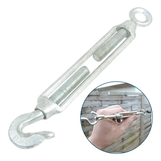 Tensor Ojo Gancho Galvanizado Piola Acero 5/16 M8 Pack De 12