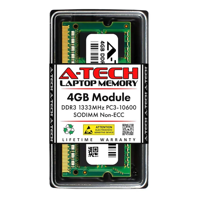 A-tech 4gb Ddr3 1333mhz Pc3-10600 Cl9 Sodimm 204-pin Non-...