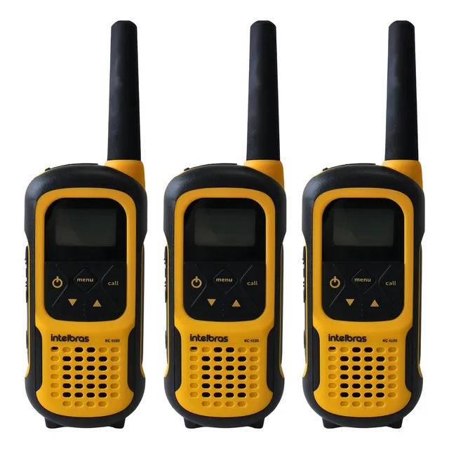 Rádio Com Intelbras Rc4102 Waterproof C/ 3 Rádios 1 Carregad Cor Preto E Amarelo