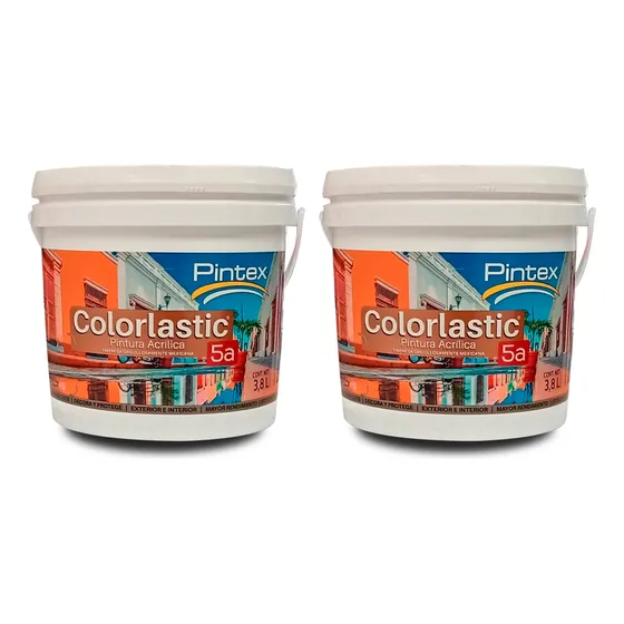 Pintura Acrílica Colorlastic Pintex Int/ext | 2 Pack 3.8lt Acabado Mate Color Blanco