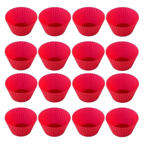 12 X Formas Silicone Cupcake Muffin Pão De Queijo Mini Bolo Cor Vermelho