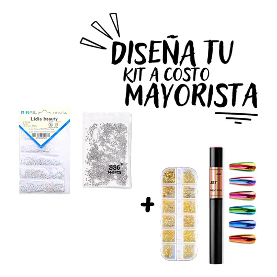 Set 6 Lineas Pedrería Cristal Para Uñas