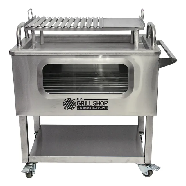 Caja China Con Visor Grande Inoxidable+guante+carbón+cerveza Color Azul Acero
