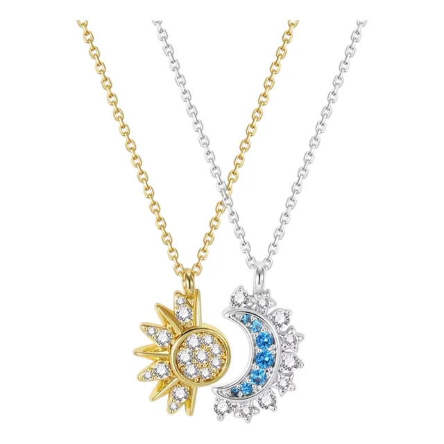 Set Collares Sol Y Luna Eclipse Imantados Acero Con Cajita