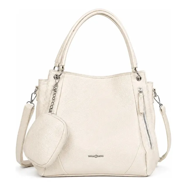 Bolsa Tiracolo Feminina Grande Bege em Couro PU, Estilo Elegante, com Alça Ajustável