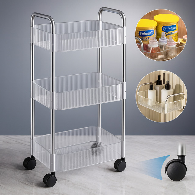 Carrinho De Canto Organizador Auxiliar Rodinha Prateleiras Cristal Carrinho De Canto Organizador Auxiliar Rodinha Prateleiras Cristal