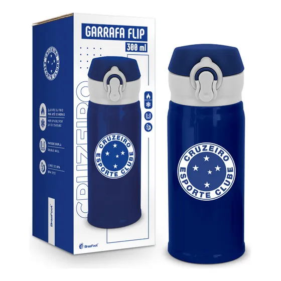 Garrafa Térmica Flip 300ml Times - Cruzeiro Cor Azul