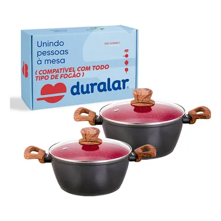 Jogo Panela 2 Caçarola Antiaderente Cerâmica N18 N22 Duralar