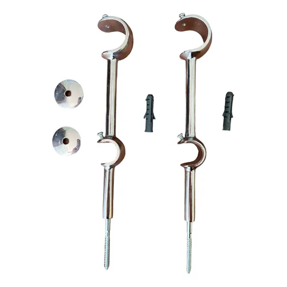 Kit 2 Suportes Alongado Duplo Para Varão Alumínio 28/19mm