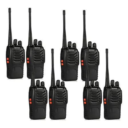Pack De 8 Walkie Talkies Baofeng Bf-888s Para Comunicación Grupal, Uhf Y Largo Alcance Negro 16
