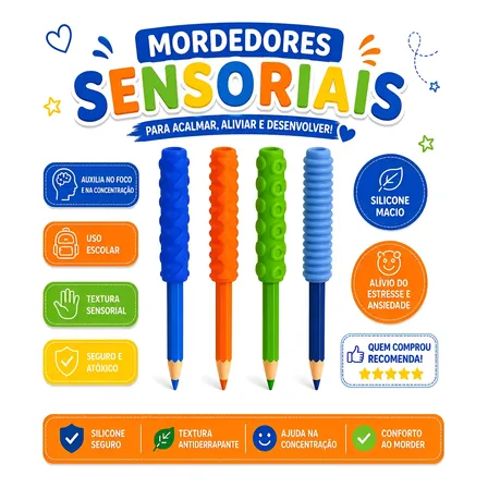 Mordedor Para Lápis De Silicone Menino