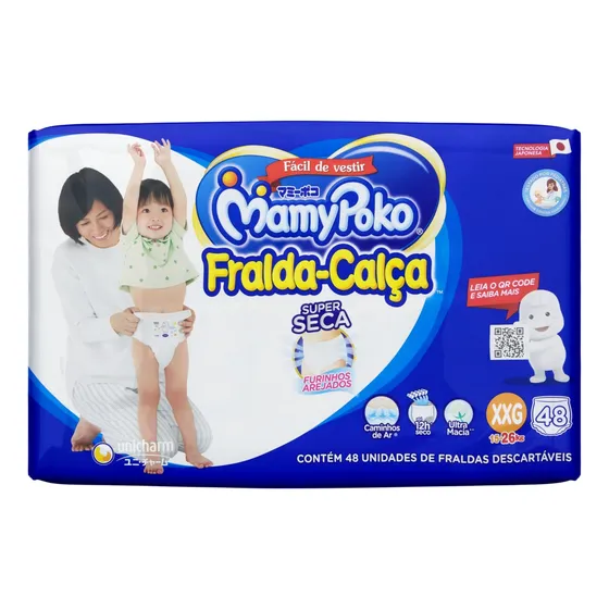 Fraldas MamyPoko Super Seca Calça XXG en kit de 44 x 48 unidades