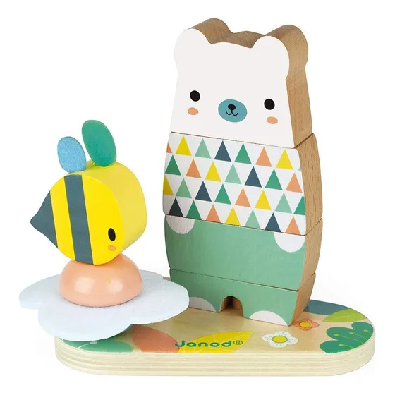 Janod Pure 2-en-1 Madera De Haya Juego De Oso Y Panda Apilad