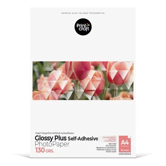 Papel Glossy Plus Autoadhesivo A4 Sticker Mas Brillo Candy