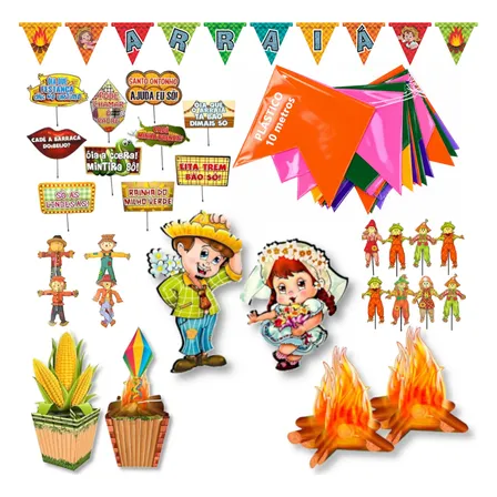 Kit Decoração Festa Junina Completo Mesa Enfeite São João