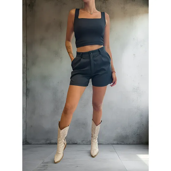 Short Mujer Sastrero De Crepe - Talles