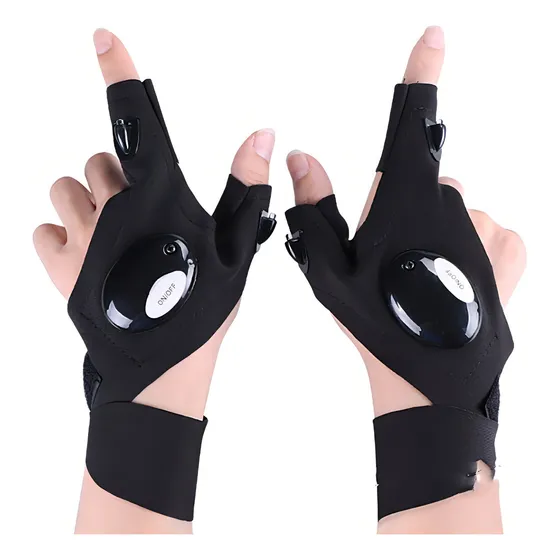 Linterna Led Pesca Luminosa Emergencia Guantes Iluminación Color De La Luz Negro