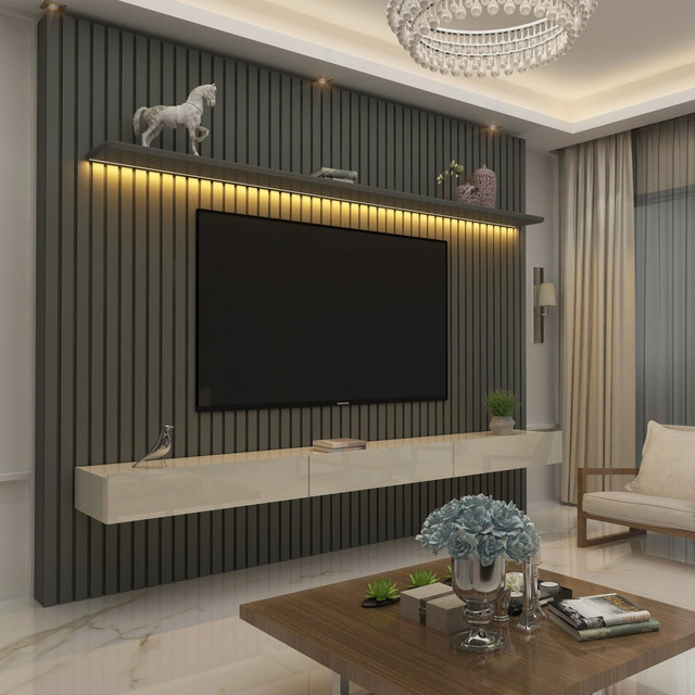 Painel Ripado Tv Até 85 Polegadas Com Led 230cm Nobre Painel Ripado Tv Até 85 Polegadas Com Led 230cm Nobre