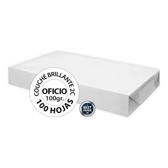 Papel Couche 2c Brillante Oficio 100 Gr - 100 Hojas