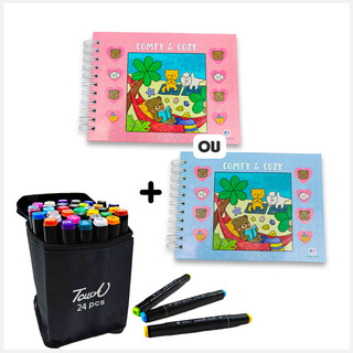 Kit Caneta 36/24 Cores Ponta Dupla+livro De Colori Capa Dura Kit Caneta 36/24 Cores Ponta Dupla+livro De Colori Capa Dura