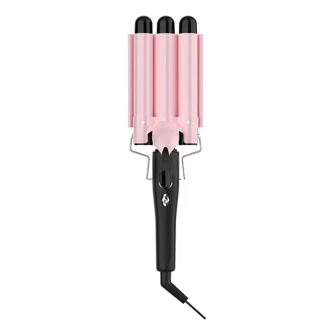 Waflera Rizadora Triple Barril Cortex Porcelana Wave Maker Profesional Rosa 110v