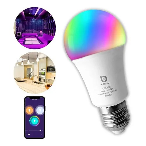 LĂąmpada Led Wifi Smart Cores E27 12w Inteligente Cor Da Luz Rgb 127/220v LĂąmpada Led Wifi Smart Cores E27 12w Inteligente Cor Da Luz Rgb 127/220v