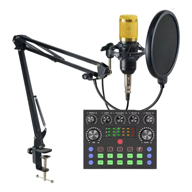 Kit Microfono Bm-800 Seisa Consola De Sonido Live Podcast