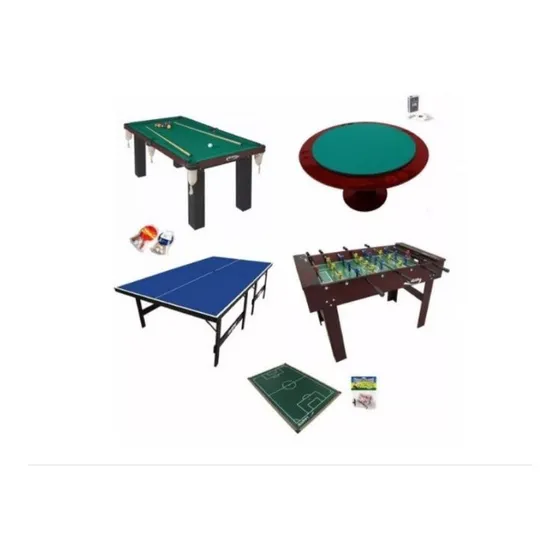 Kit Salão De Jg Fut. Botão+pebolim+sinuca+ping Pong+carteado