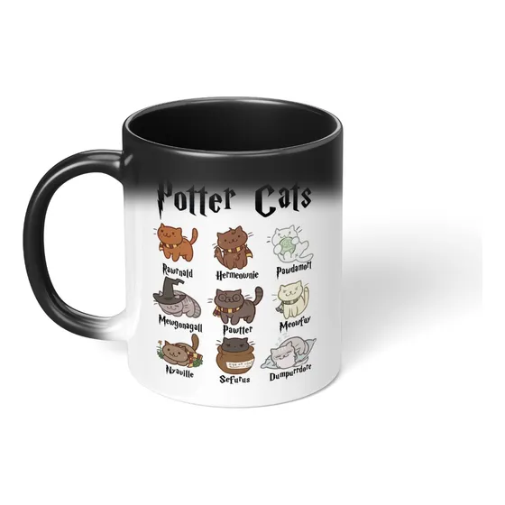 Pocillo Magico Cambia Color Harry Potter Gatos