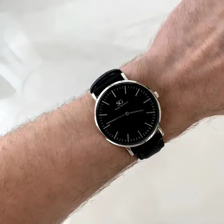 Relógio Masculino Saint Germain Murray Caixa Prateada De 40mm Preto Prateado