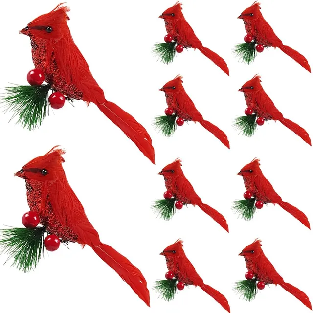 Pájaros Cardenales Rojos De 10pcs Para Decorar Árboles