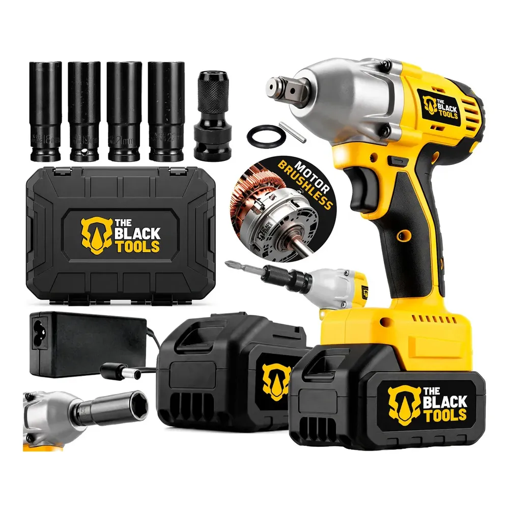 Chave De Impacto A Bateria 21V 1/2" Pol 2400 Rpm Bivolt Com Acessórios E Maleta The Black Tools