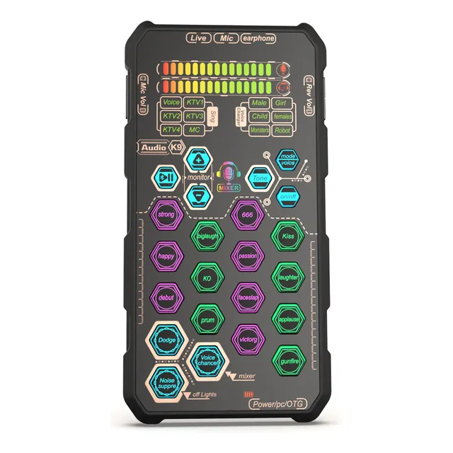Set De Tarjeta De Sonido K9 Handheld Live Sound Card Con Voz