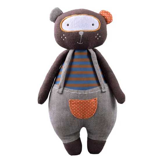 Oso Peluche Tejido Con Sonajero Storki 40 Cm - Envío Gratis