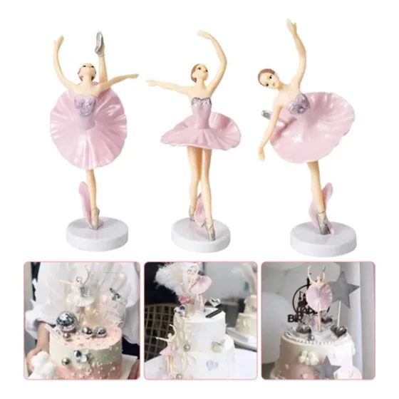 3 Piezas De Decoración Para Tartas De Niña De Ballet Con Bas