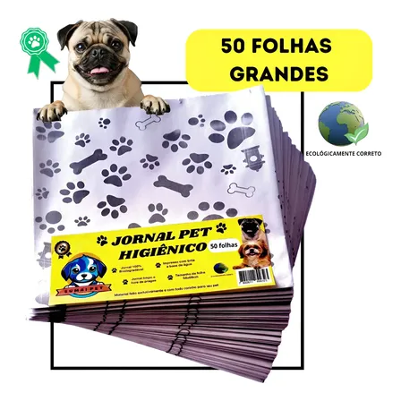 Papel Jornal Pet 50 Folhas Grandes Limpo Higiênico Cachorro