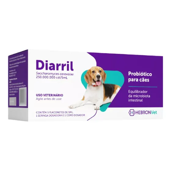 Probiótico Para Cães Diarril Or 5 Flaconetes De 5ml